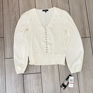 Cream Button-Front Blouse